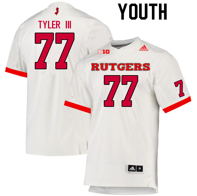 Youth #77 Willie Tyler III Rutgers Scarlet Knights College Football Jerseys Sale-White